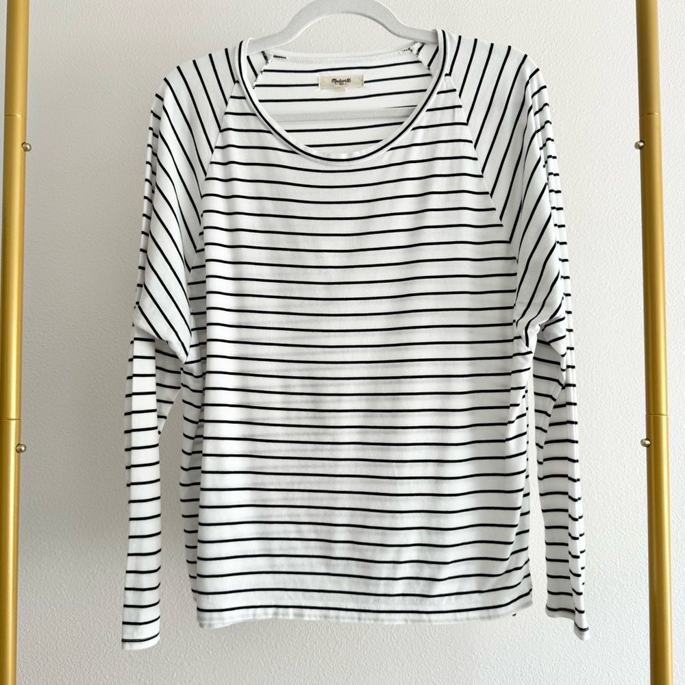 Madewell White Black Striped Long Sleeve Soft Tee Women’s‎ Sz XS